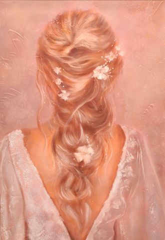 L'artiste MARTINE GREGOIRE - Tresse et fleurs blanches 