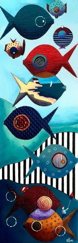 L'artiste Marie-Pierre JAN - Bande de poissons 1 L'artiste Marie-Pierre JAN - Bande de poissons 1