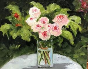 Peinture de milsant:    bouquet de petites roses 