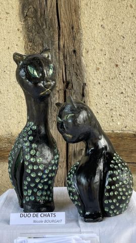MON COUPLE DE CHATS - Sculpture - NICOLE BOURGAIT