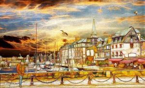 Voir cette oeuvre de Pierre frederick PETETIN: Honfleur. Le ciel en feu - Le vieux port. Tous droits réservés