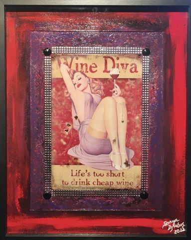 «  Wine Pin-up «  - Mixte - SONYA DZIABAS «  Wine Pin-up «  - Mixte - SONYA DZIABAS