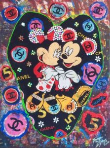 Peinture de SONYA DZIABAS: « Minnie and Mickey in love and fashion »