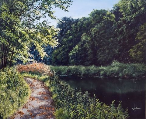 Chemin suivant la rivière - Peinture - Markkus Nelrog