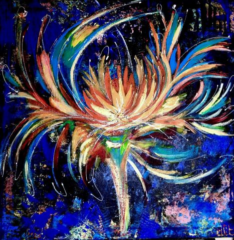 Lotus bleu - Peinture - ALT