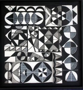 Peinture de ANTOINE MELLADO: Fantaisies géométriques en noir et blanc 1.