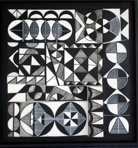 Fantaisies géométriques en noir et blanc 1. - Peinture - ANTOINE MELLADO