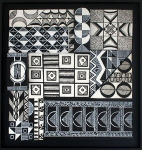 Peinture de ANTOINE MELLADO: Fantaisie géométrique en noir et blanc -3