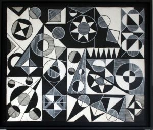 Peinture de ANTOINE MELLADO: Fantaisies géométriques en noir et blanc.4