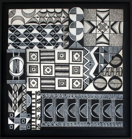Fantaisie géométrique en noir et blanc -3 - Peinture - ANTOINE MELLADO