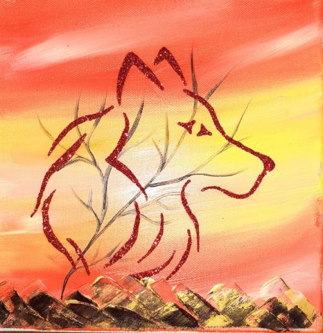 Loup de feu - Peinture - lulu cabriole