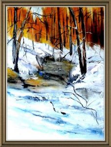 Peinture de MMARTIN: lac en hiver neige