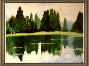 Peinture de MMARTIN: lac reflets