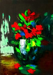 Peinture de MMARTIN: bouquet rouge