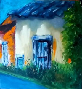Peinture de MMARTIN: vieille maison en bord de route