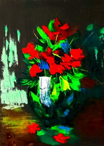 bouquet rouge - Peinture - MMARTIN
