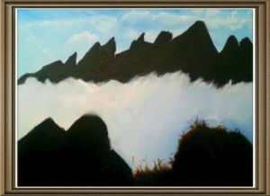 Peinture de MMARTIN: montagne et nuages