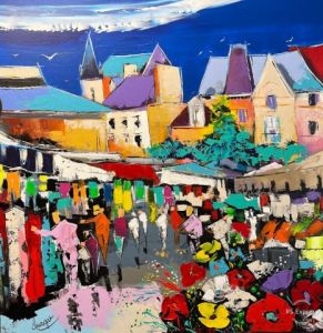 Peinture de philippe amagat: Un petit tour au marché de Dinard 