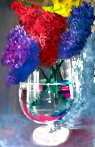 Peinture de MMARTIN: vase de jacinthes