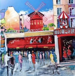 Peinture de philippe amagat: Soirée au Moulin Rouge