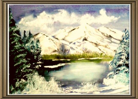 montagnes en hiver - Peinture - MMARTIN