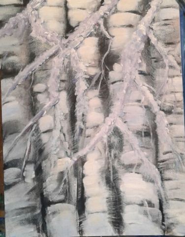 troncs de bouleau en hiver - Peinture - MMARTIN