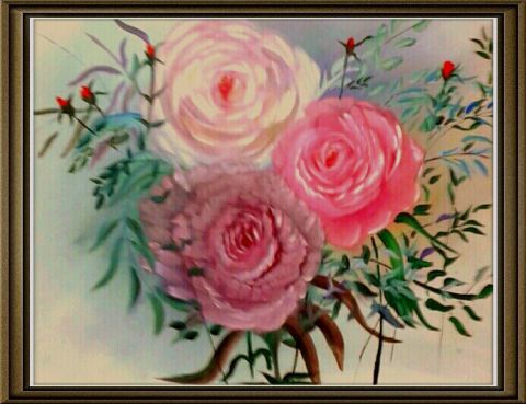 roses et pivoines - Peinture - MMARTIN