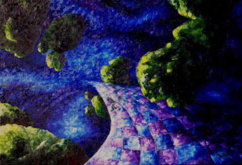 astéroïdes verts  - Peinture - Daisy JAUZE