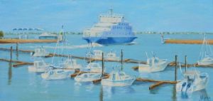 Peinture de christian riado: le port du Verdon