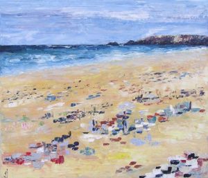 Peinture de valerie jouve: quiberon, la côte sauvage