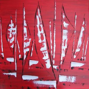 Peinture de valerie jouve: regate abstraite rouge