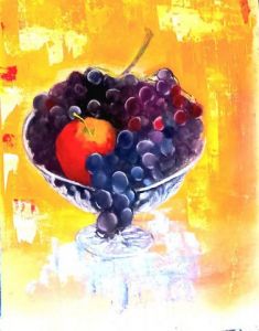 Peinture de MMARTIN: vasque aux raisins et pomme