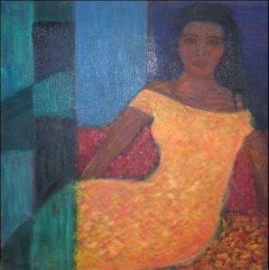 Peinture de valerie jouve: la robe jaune