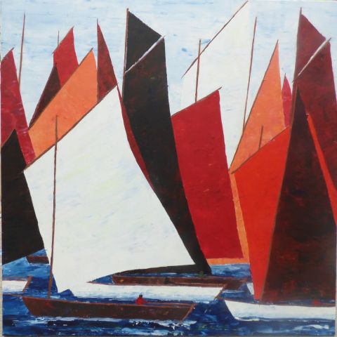 LES VOILES ROUGES - Peinture - valerie jouve