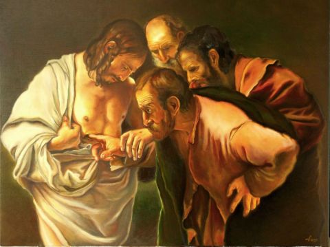 Reproduction Caravage - L'incredulite de St. Thomas - Peinture - diduta