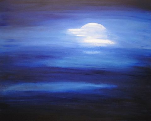 LUNE BLEUE - Peinture - valerie jouve