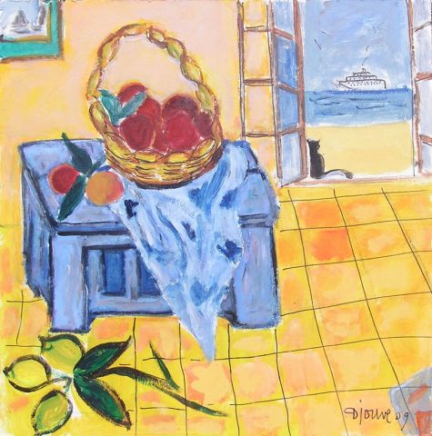 nature morte au chat - Peinture - DENISE JOUVE nature morte au chat - Peinture - DENISE JOUVE