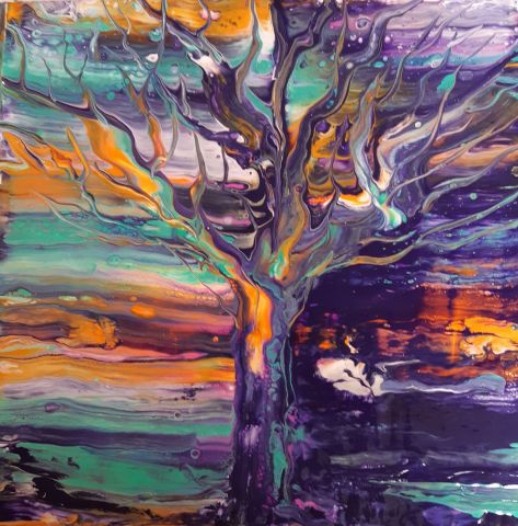 arbre flamboyant - Peinture - Claud 