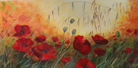Champ de coquelicots - Peinture - Claudine Hebert Champ de coquelicots - Peinture - Claudine Hebert
