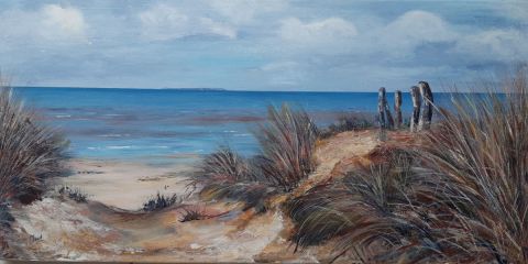 Les dunes d'Hatainville (Manche) - Peinture - Claud 