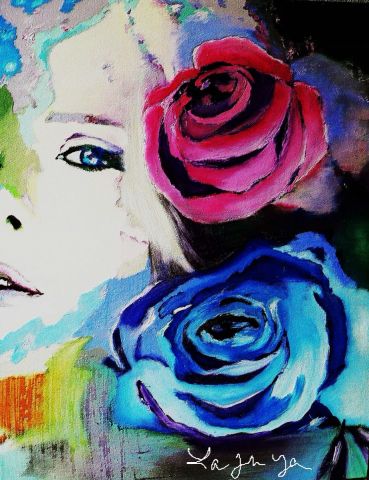 la dame aux roses - Art numerique - Françoise DELEGLISE