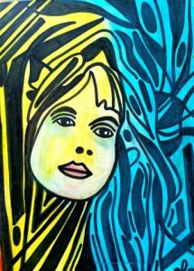 Peinture de soittoimeme: Femme dans le vent