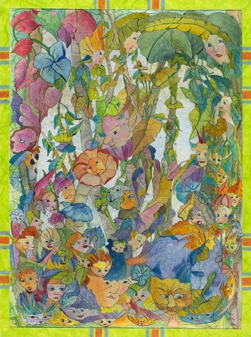 Elfes en fleurs - Peinture - Chantal Mazade