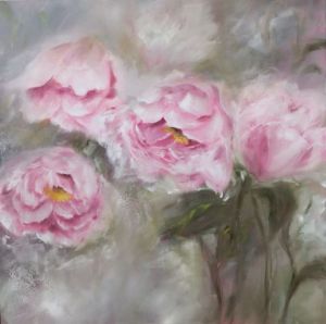 Peinture de MARTINE GREGOIRE: Pivoines roses
