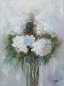 Peinture de MARTINE GREGOIRE: Hortensias blancs