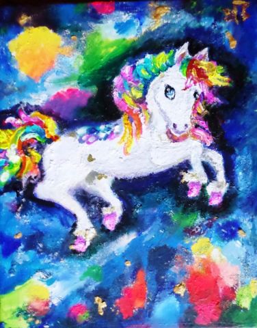 Le cheval blanc - Peinture - Monique RENAULT