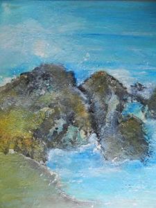 Peinture de Jarymo: La mer se déchaine sur les rochers