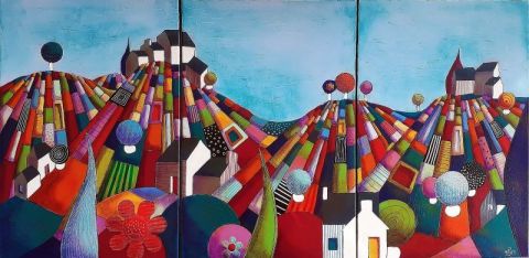 Les champs barbeaux 4 - Peinture - Marie-Pierre JAN Les champs barbeaux 4 - Peinture - Marie-Pierre JAN