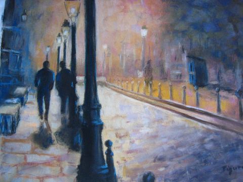 Paris au coeur de la nuit - Peinture - Edwige FIGURA