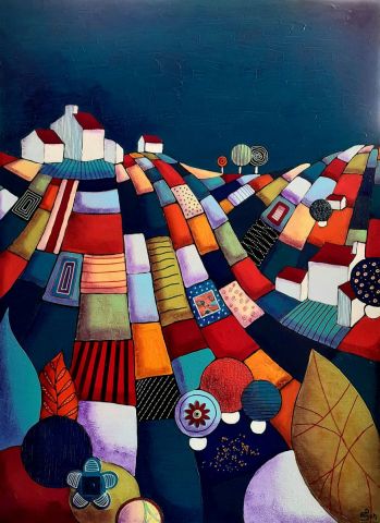 Un soir à la campagne - Peinture - Marie-Pierre JAN Un soir à la campagne - Peinture - Marie-Pierre JAN